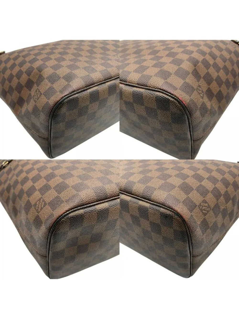 Louis Vuitton Damier Ebene Neverfull MM Tote Handle Shoulder Leather Brown